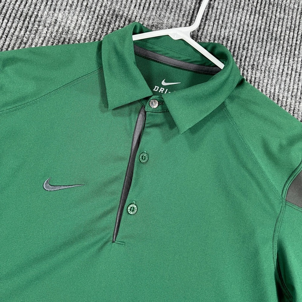 Nike First Down‎ Polo Shirt Mens Small Green Short Sleeve Dri Fit Golf Outdoor